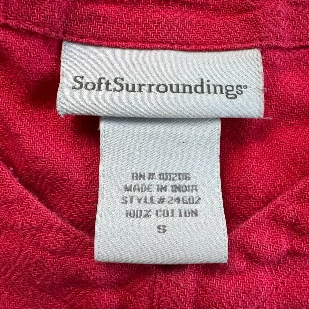 Soft Surroundings Bright Pink 3/4 Sleeve Tunic Sleeve Slits E6 - Picture 4 of 4